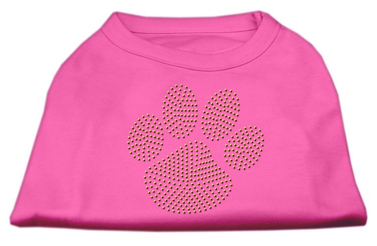 Gold Paw Rhinestud Shirt Bright Pink XS