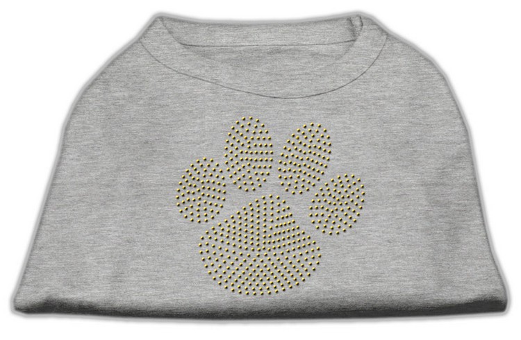 Gold Paw Rhinestud Shirt Grey S