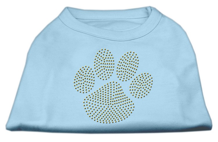 Gold Paw Rhinestud Shirt Baby Blue XS