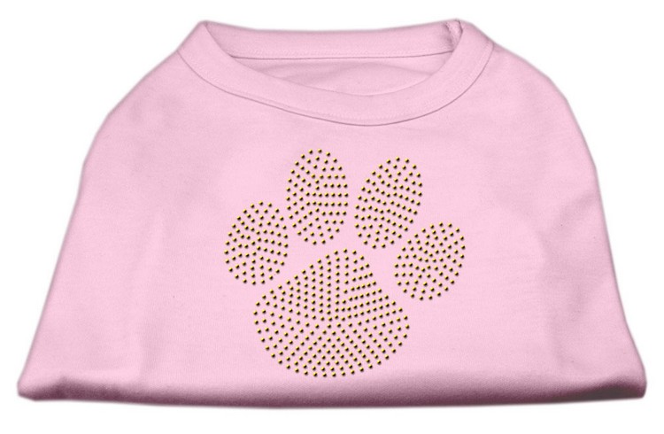 Gold Paw Rhinestud Shirt Light Pink XS