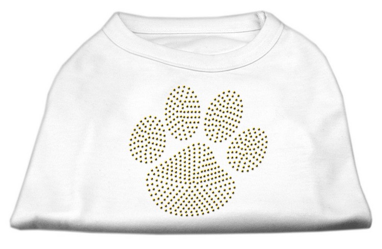 Gold Paw Rhinestud Shirt White XS