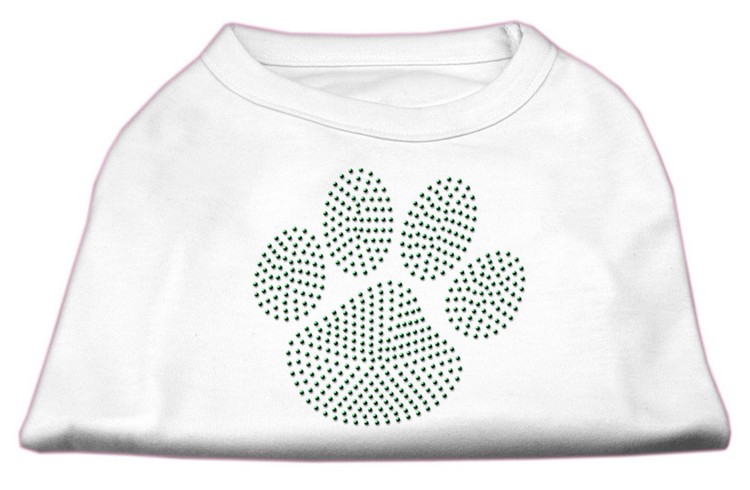 Green Paw Rhinestud Shirts White XS