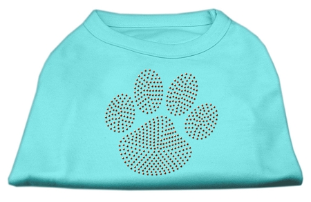 Orange Paw Rhinestud Shirts Aqua XL