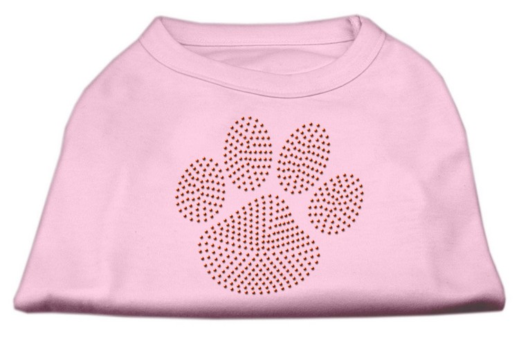 Orange Paw Rhinestud Shirts Light Pink XS