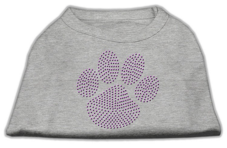 Purple Paw Rhinestud Shirts Grey XS