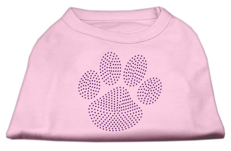 Purple Paw Rhinestud Shirts Light Pink XL