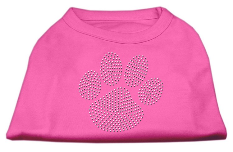 Clear Rhinestone Paw Shirts Bright Pink XL