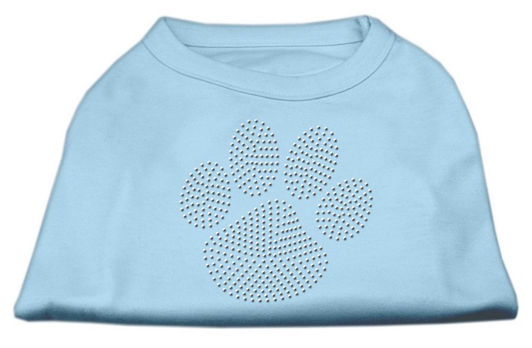 Clear Rhinestone Paw Shirts Baby Blue XS