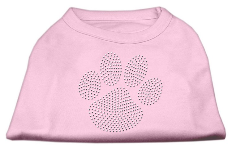 Clear Rhinestone Paw Shirts Light Pink XL