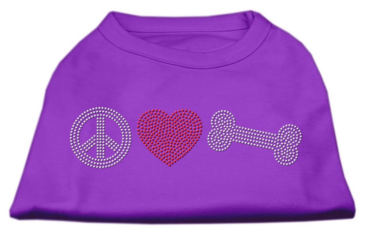 Peace Love and Bone Rhinestone Shirt Purple XS