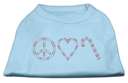 Peace, Love, and Candy Canes Shirts Baby Blue XS