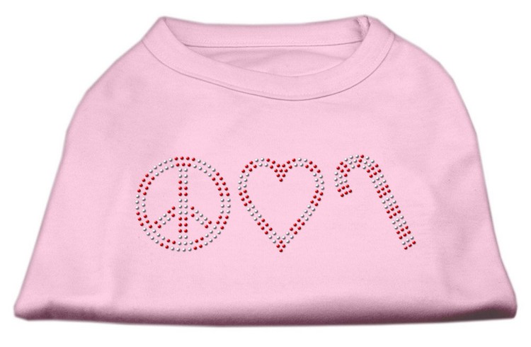 Peace, Love, and Candy Canes Shirts Light Pink XL