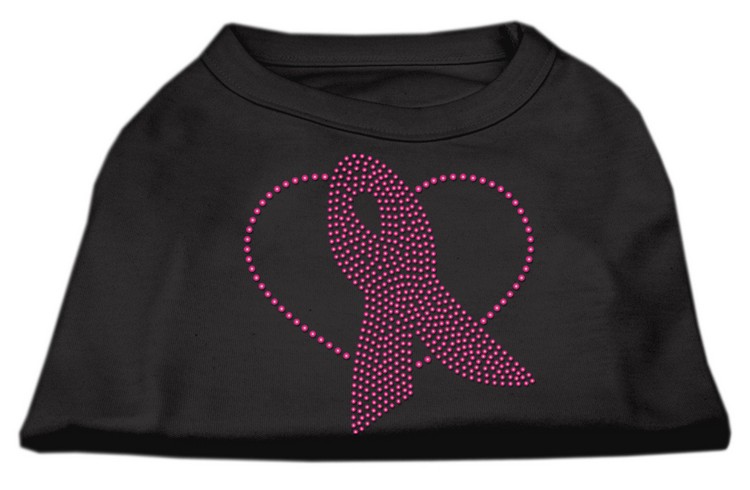 Pink Ribbon Rhinestone Shirts Black XS