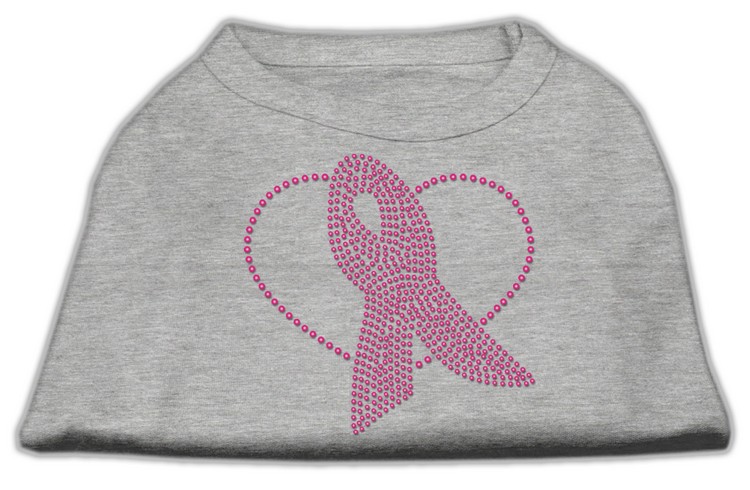 Pink Ribbon Rhinestone Shirts Grey S