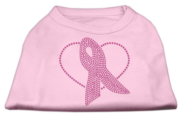 Pink Ribbon Rhinestone Shirts Light Pink L