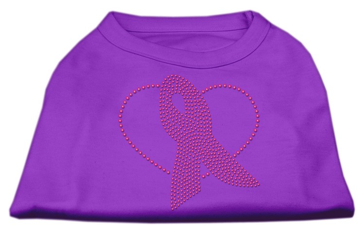 Pink Ribbon Rhinestone Shirts Purple XXL