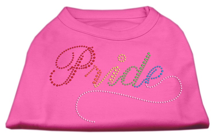 Rainbow Pride Rhinestone Shirts Bright Pink L