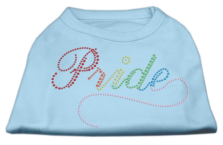 Rainbow Pride Rhinestone Shirts Baby Blue XS