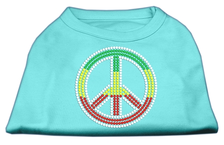 Rasta Peace Sign Shirts Aqua XS