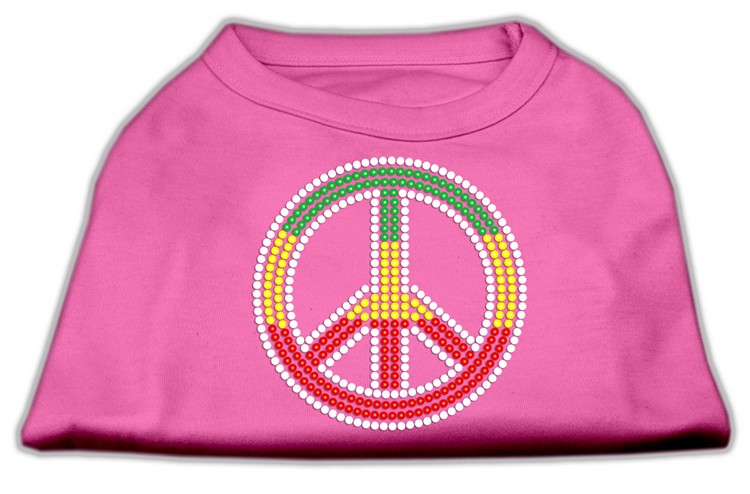 Rasta Peace Sign Shirts Bright Pink XS