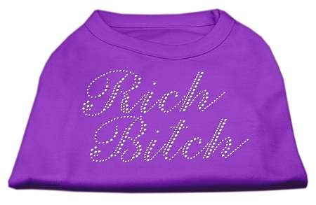 Rich Bitch Rhinestone Shirts Purple XS