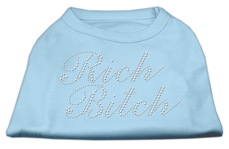 Rich Bitch Rhinestone Shirts Baby Blue XS