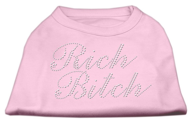 Rich Bitch Rhinestone Shirts Light Pink XS