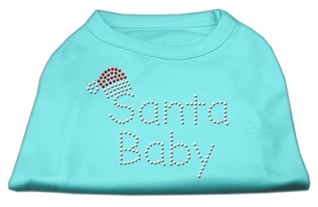 Santa Baby Rhinestone Shirts Aqua XS