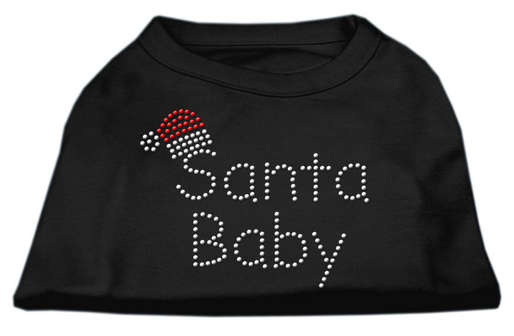 Santa Baby Rhinestone Shirts Black XS