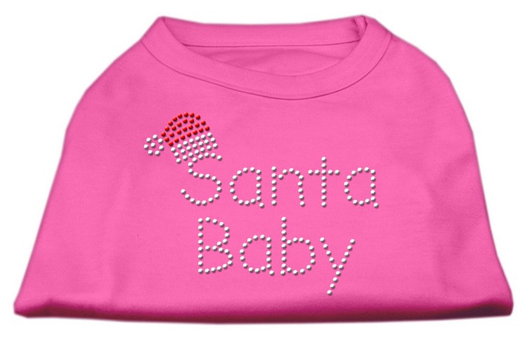 Santa Baby Rhinestone Shirts Bright Pink XS