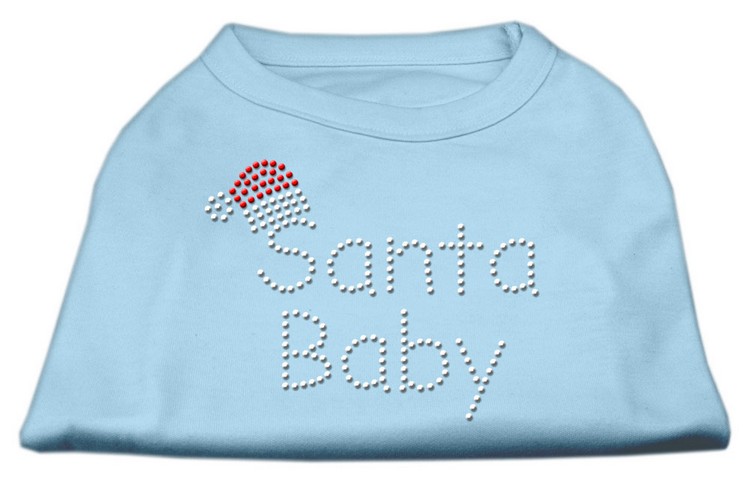 Santa Baby Rhinestone Shirts Baby Blue XS