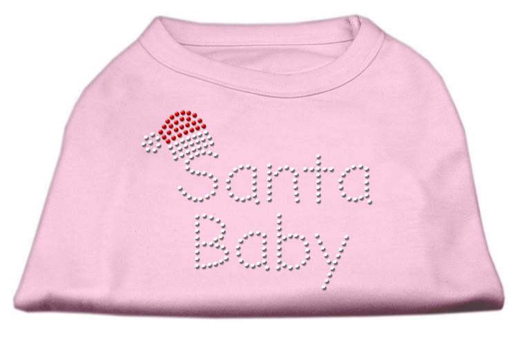 Santa Baby Rhinestone Shirts Light Pink XS