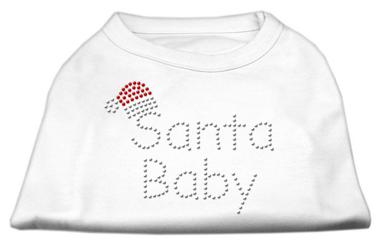 Santa Baby Rhinestone Shirts White XS