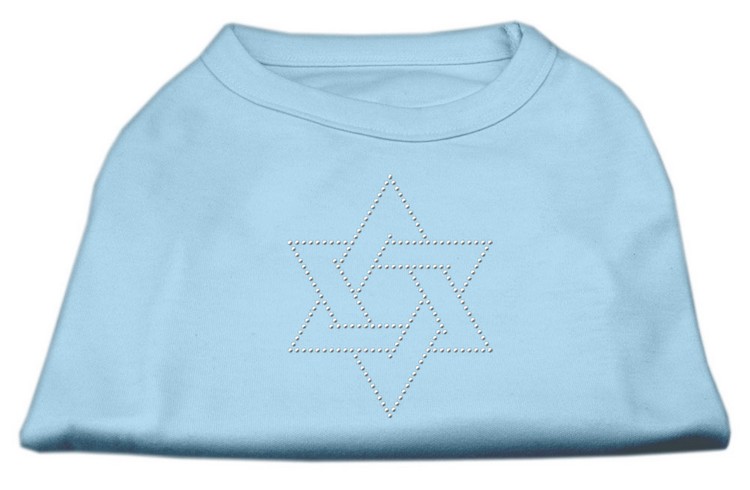 Star of David Rhinestone Shirt  Baby Blue XS