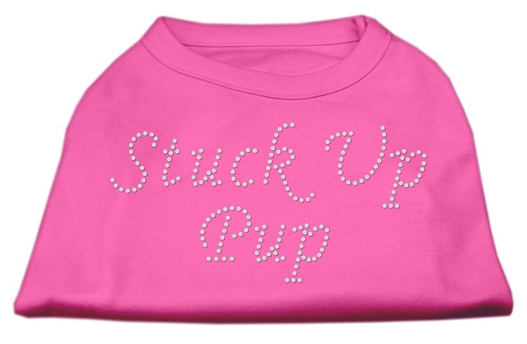 Stuck Up Pup Rhinestone Shirts Bright Pink XL