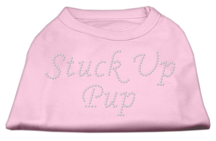 Stuck Up Pup Rhinestone Shirts Light Pink L