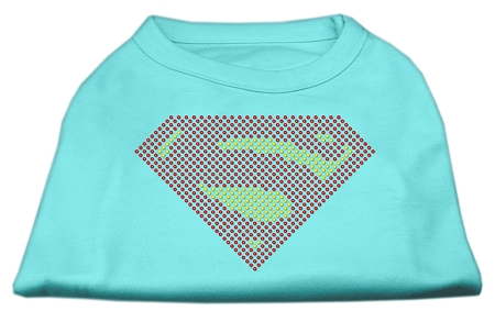 Super! Rhinestone Shirts Aqua XL