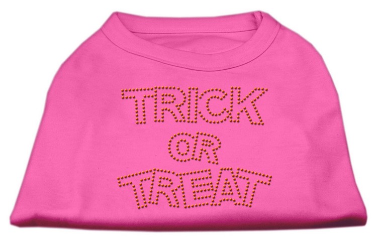 Trick or Treat Rhinestone Shirts Bright Pink XS