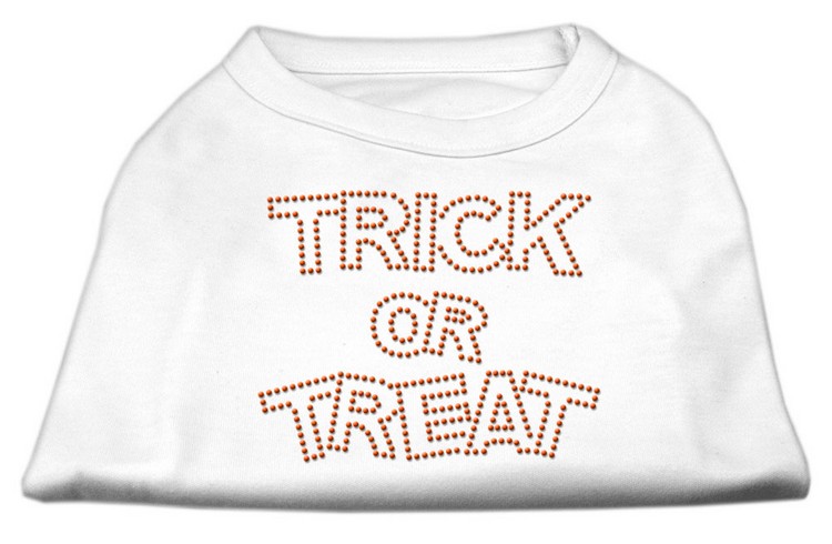 Trick or Treat Rhinestone Shirts White XS