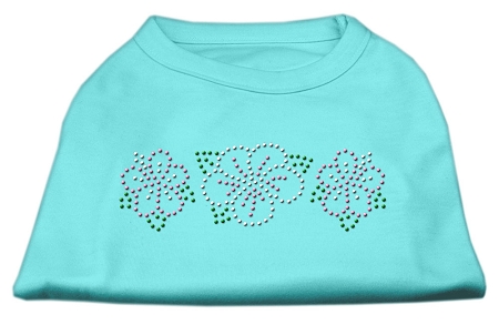 Tropical Flower Rhinestone Shirts Aqua XL