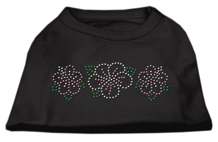 Tropical Flower Rhinestone Shirts Black M