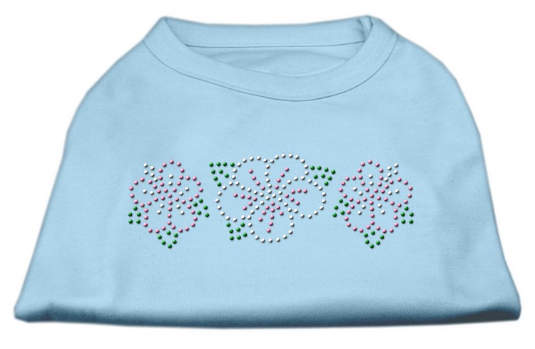 Tropical Flower Rhinestone Shirts Baby Blue M