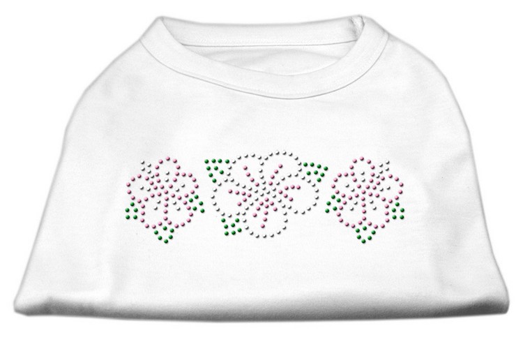 Tropical Flower Rhinestone Shirts White XXXL