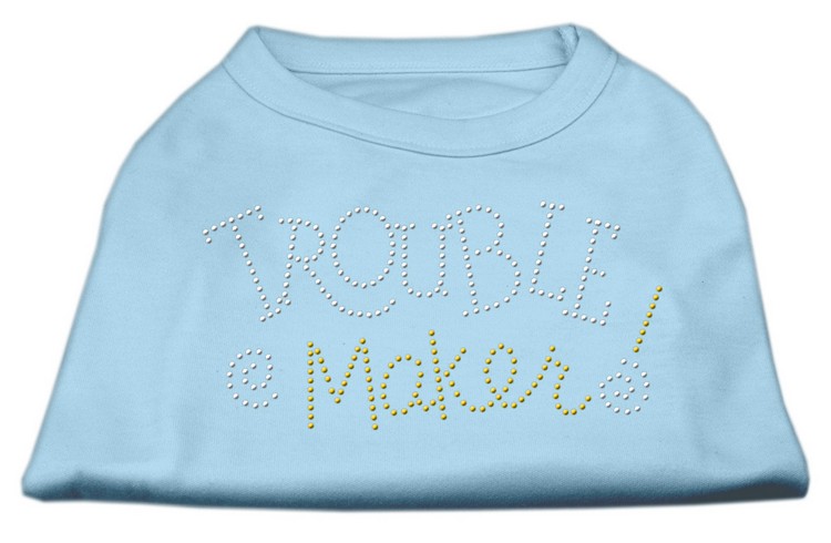 Trouble Maker Rhinestone Shirts Baby Blue XS