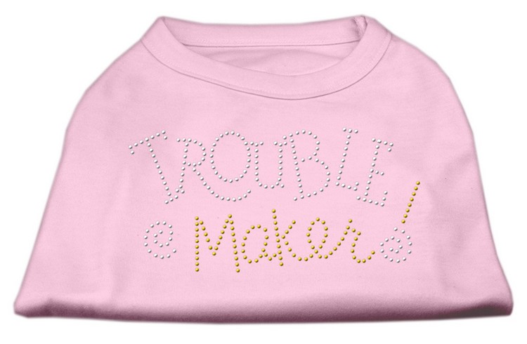 Trouble Maker Rhinestone Shirts Light Pink XL