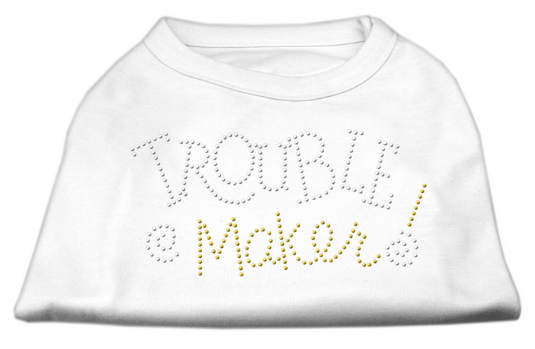 Trouble Maker Rhinestone Shirts White S