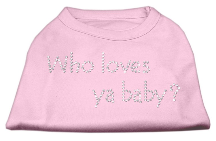 Who Loves Ya Baby? Rhinestone Shirts Light Pink XS