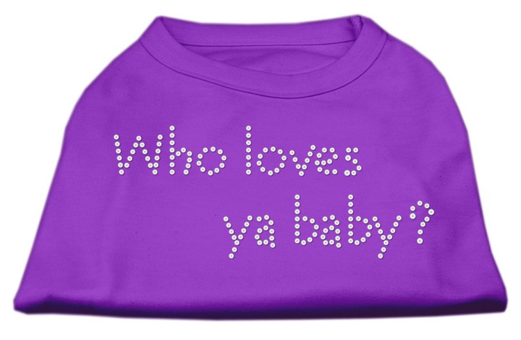 Who Loves Ya Baby? Rhinestone Shirts Purple XS