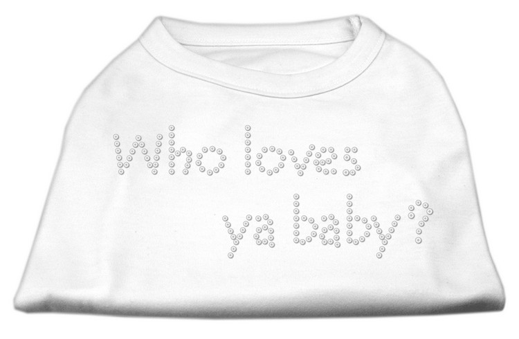 Who Loves Ya Baby? Rhinestone Shirts White XXXL