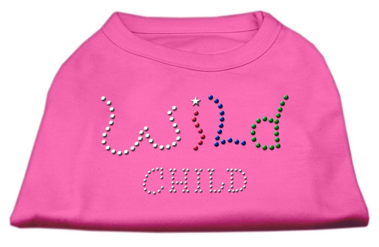 Wild Child Rhinestone Shirts Bright Pink M